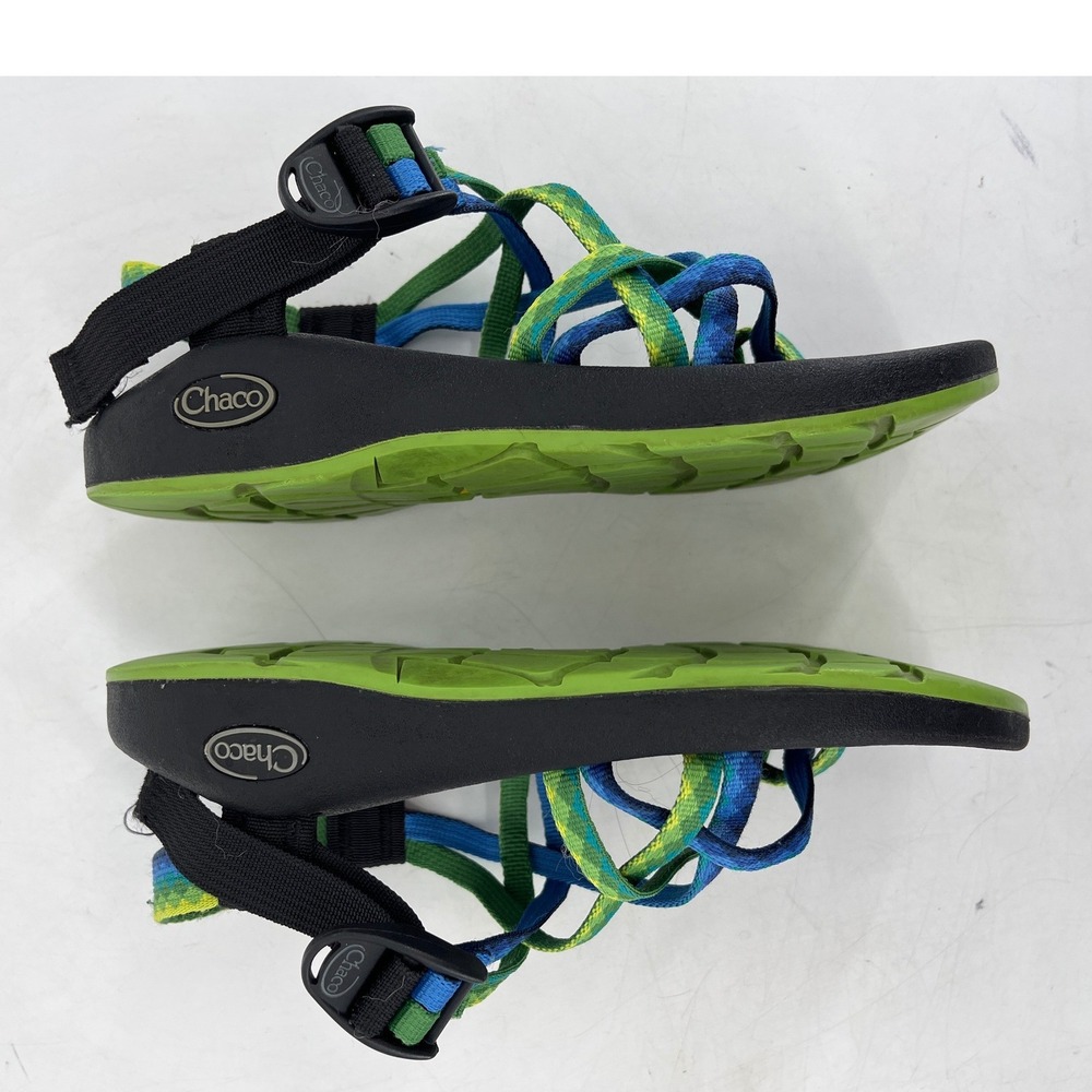 Chaco Z/Cloud 2 Sandals Womens 6 Blue Green Excellent Strappy Toe Loop Hiking - Picture 5 of 7